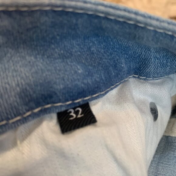 7 For All Man Kind Blair Kimmie Straight 32x34 Light Wash Blue Cottagecore - Picture 14 of 14